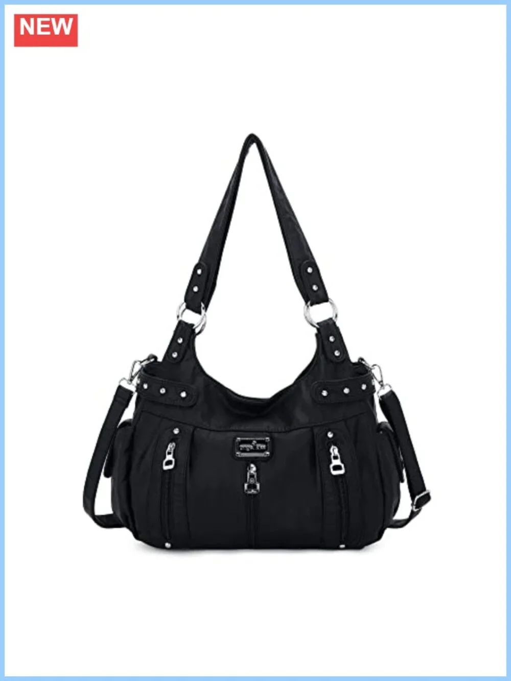 Washed Faux Leather Women's Crossbody Hobo Satchel Handbag Tote Purse Shoulder